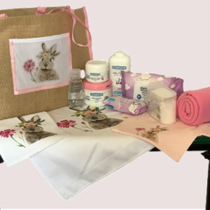 Baby Starter Pack - Rabbit Pink with Pink Fleece Blanket