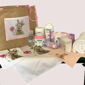 Baby Starter Pack - Rabbit Pink with White Fleece Blanket