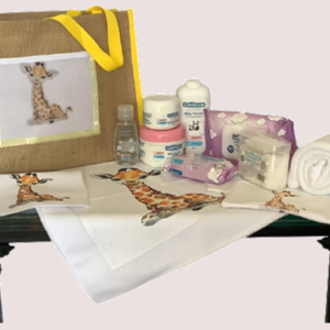 Baby Starter Pack - Giraffe Yellow with White Fleece Blanket