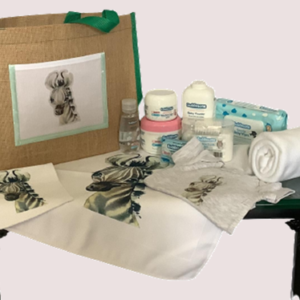 Baby Starter Pack - Zebra Green with White Fleece Blanket